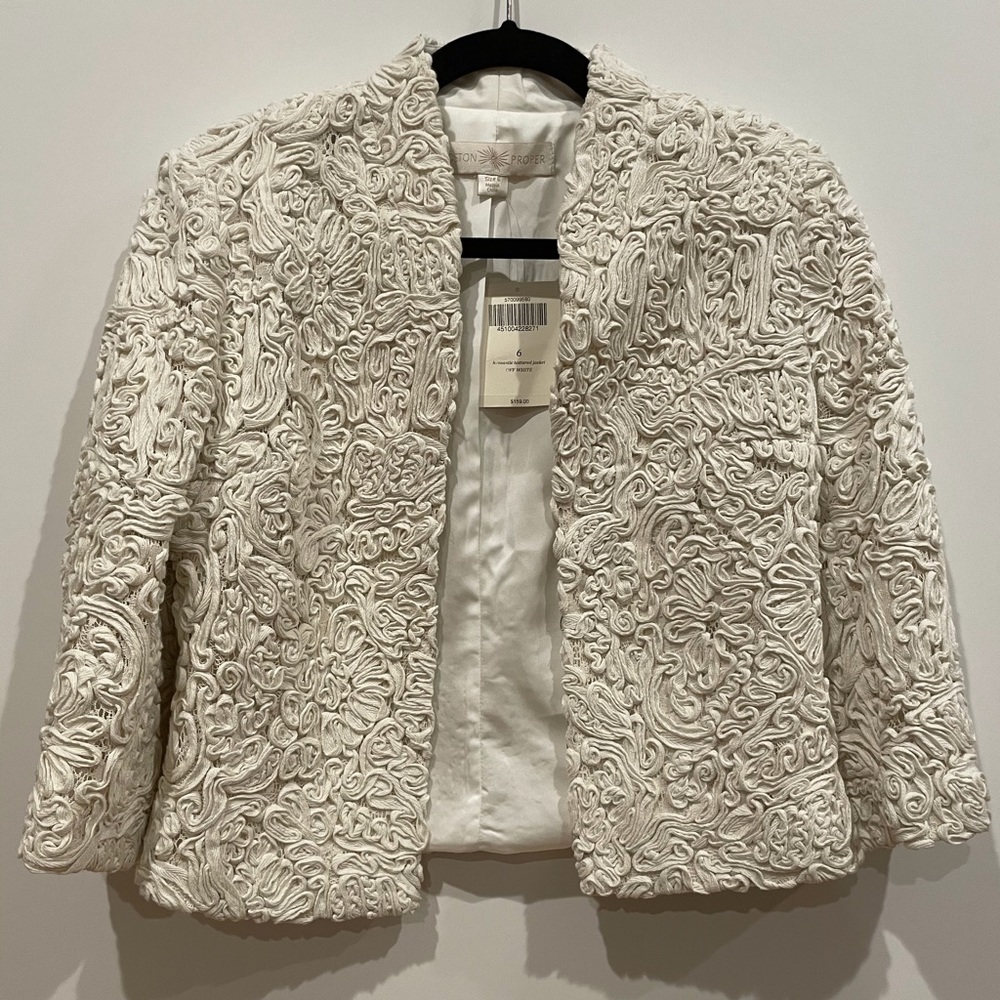 Boston Proper Bolero Linen detail Jacket NWT